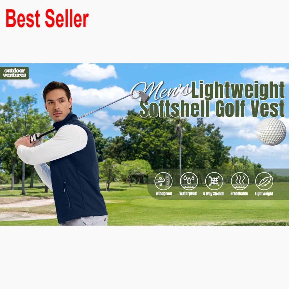 Lightweight Polyester Windproof Softshell Vest fo… - image 7